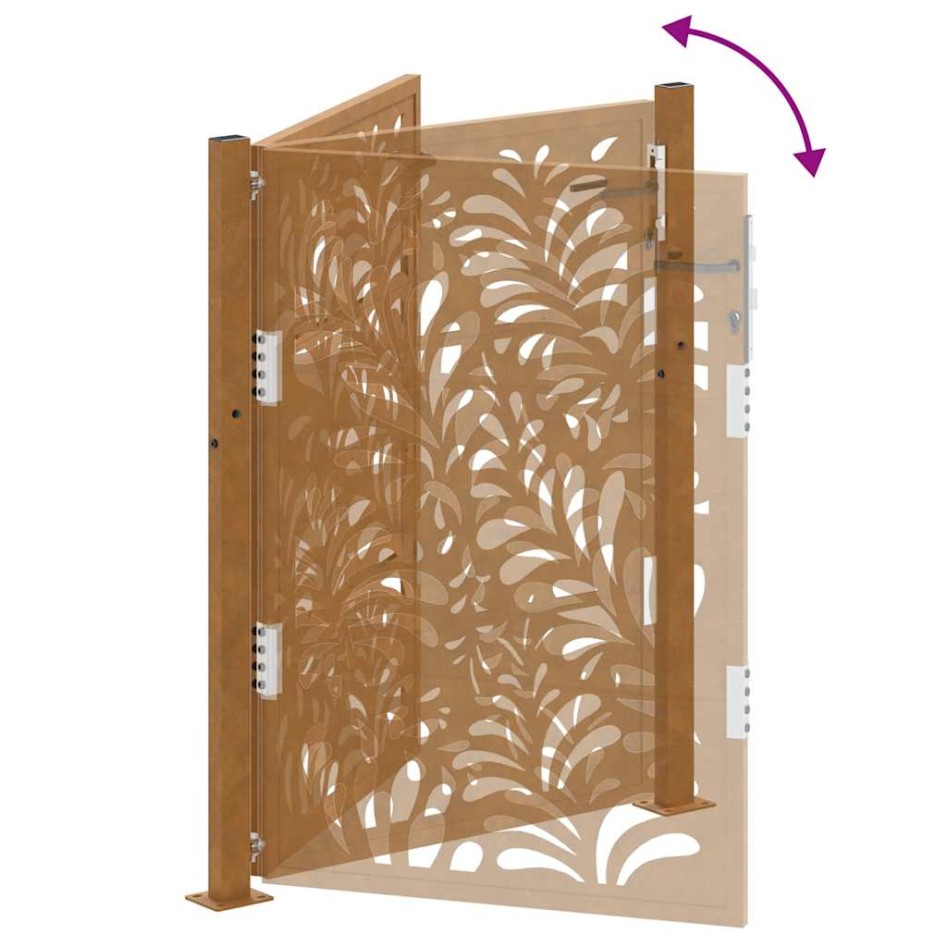 Puerta de jardín de acero desgastado diseño ondulado 105x130