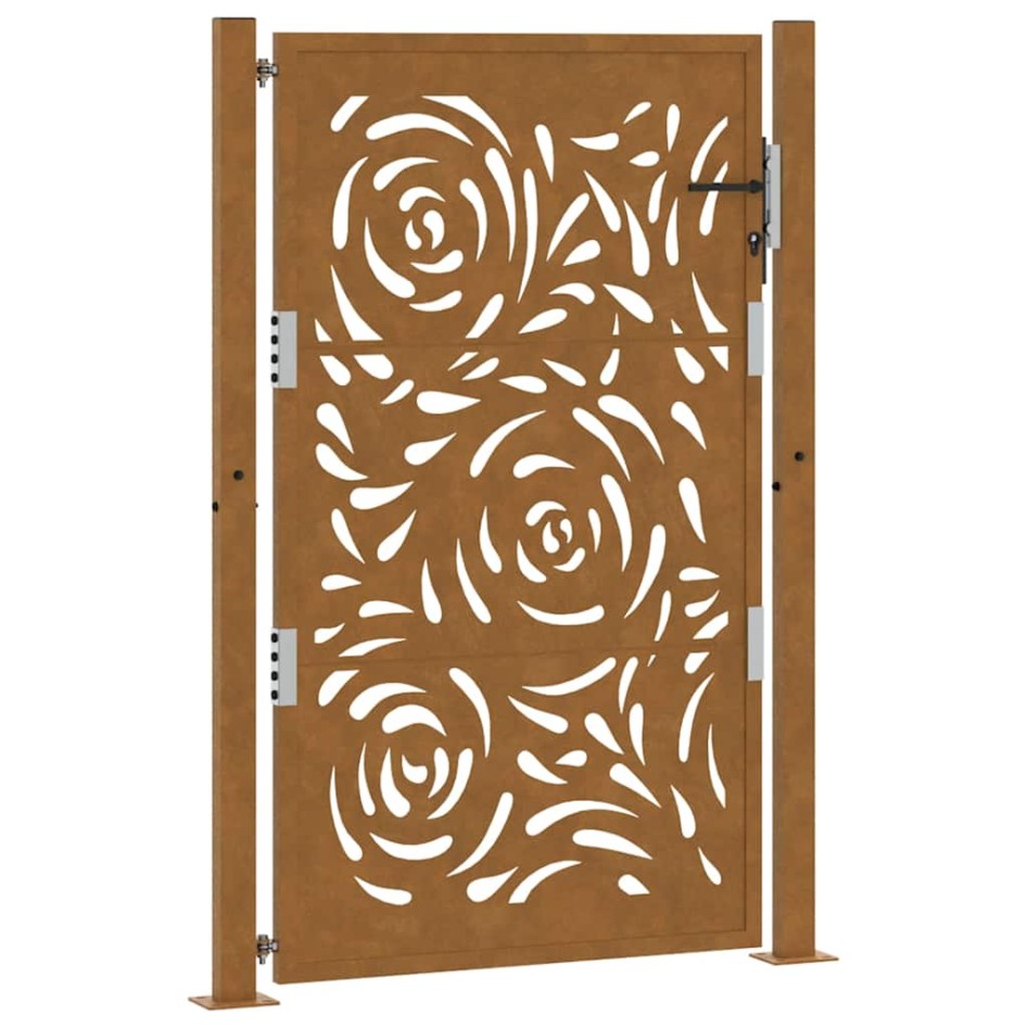 Puerta de jardín diseño llama acero desgastado 105x155