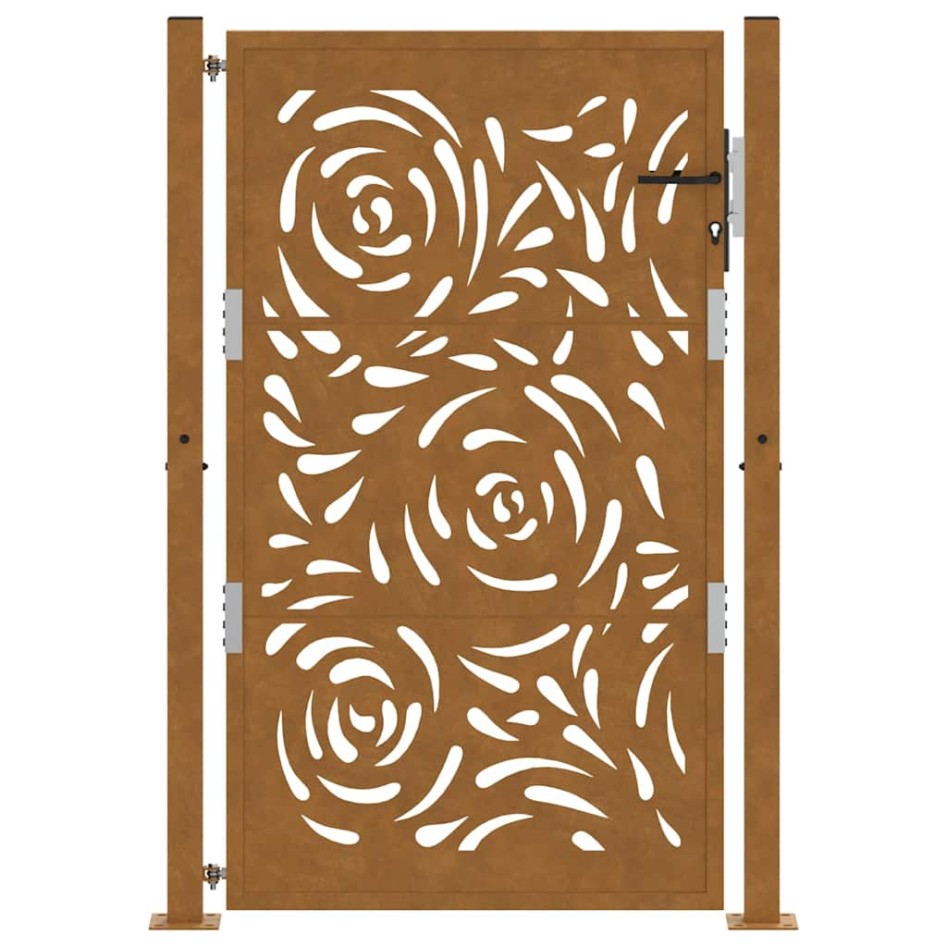 Puerta de jardín diseño llama acero desgastado 105x155