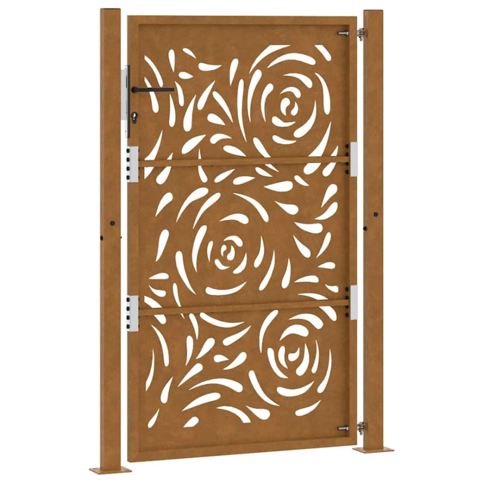 Puerta de jardín diseño llama acero desgastado 105x155
