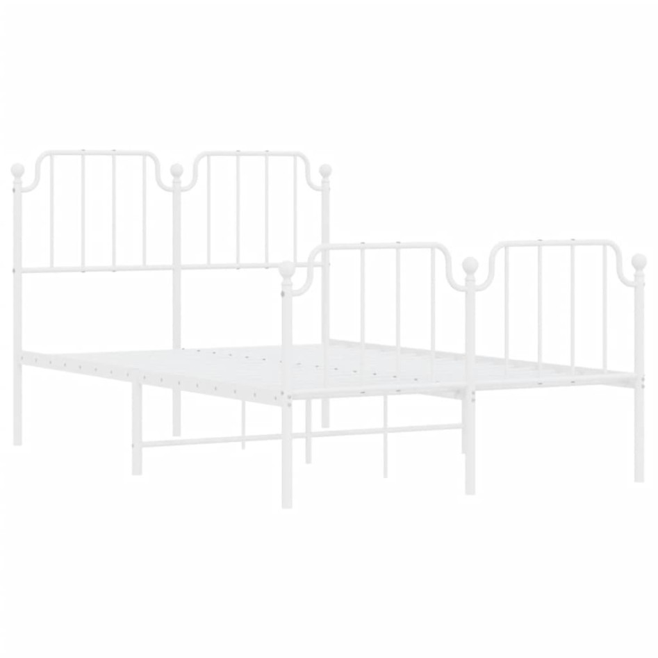 Estructura cama metal con cabecero y estribo blanco 120x190