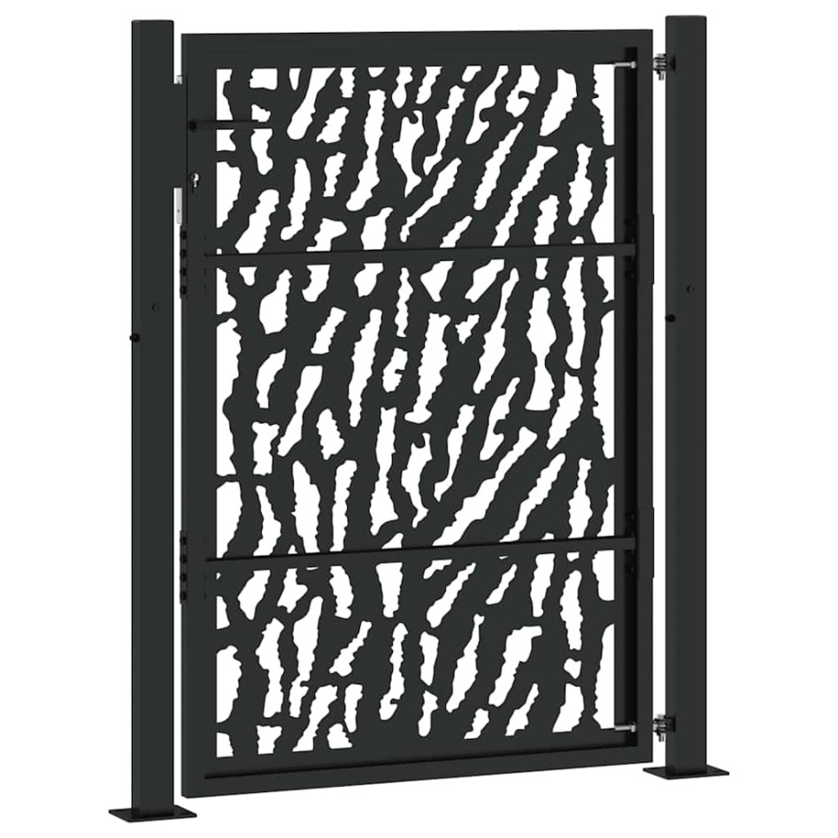 Puerta de jardín de diseño con carril de acero negro 105x130