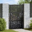 Puerta de jardín de diseño de hojas de acero negra 105x155 cm