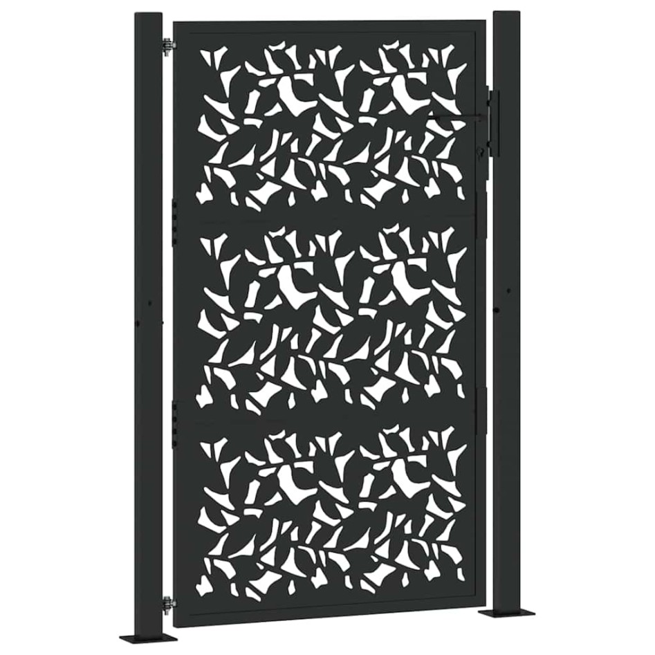 Puerta de jardín de diseño de hojas de acero negra 105x155