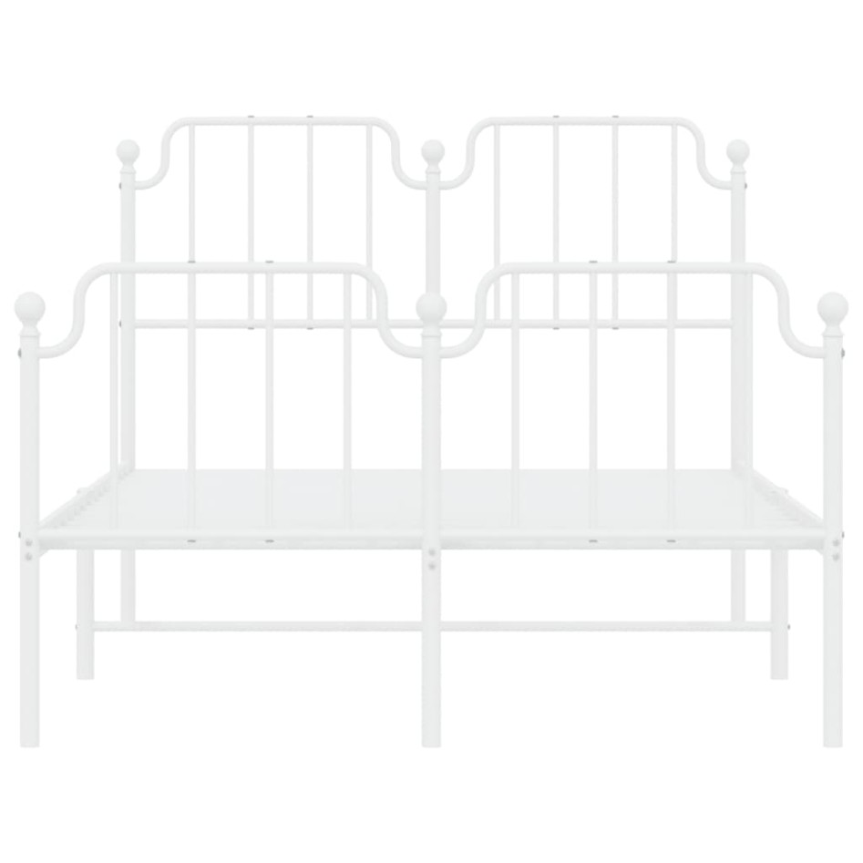 Estructura cama metal con cabecero y estribo blanco 120x190