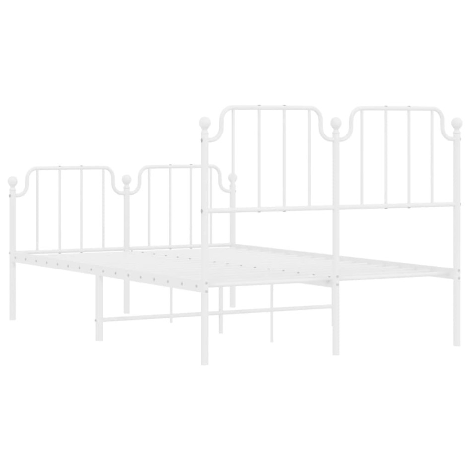 Estructura cama metal con cabecero y estribo blanco 120x190