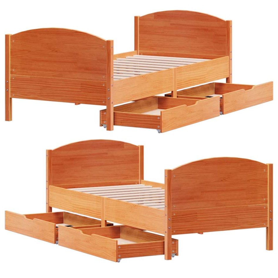 Estructura de cama sin colchón madera maciza marrón 90x190