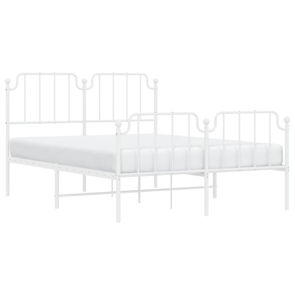 Estructura cama metal con cabecero y estribo blanco 135x190