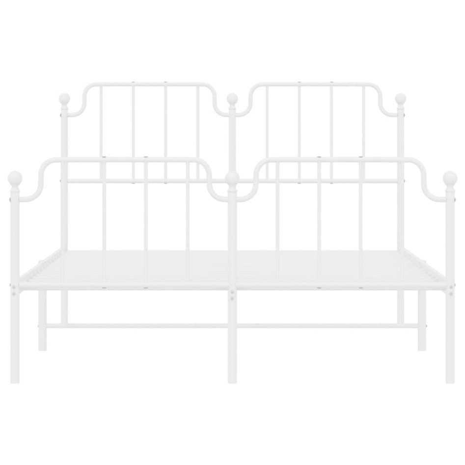 Estructura cama metal con cabecero y estribo blanco 135x190