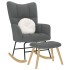 Sillón mecedora con taburete tela gris