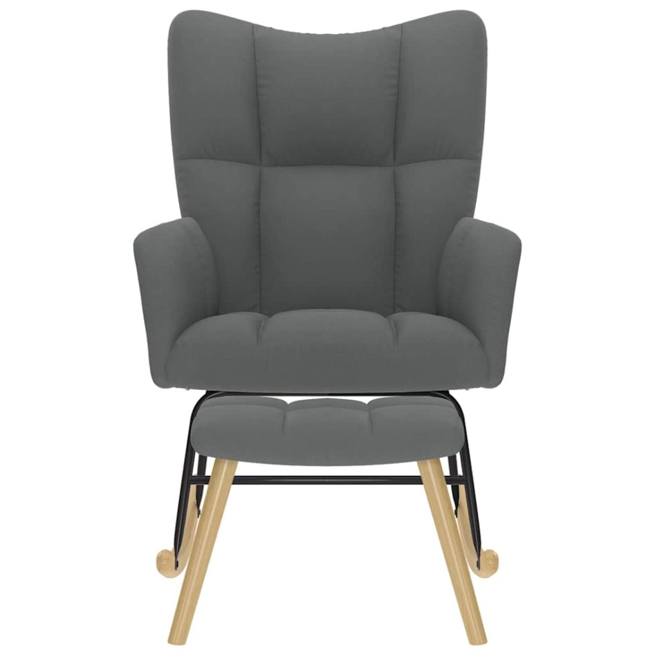 Sillón mecedora con taburete tela gris