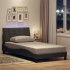Estructura de cama sin colchón tela gris oscuro 90x200