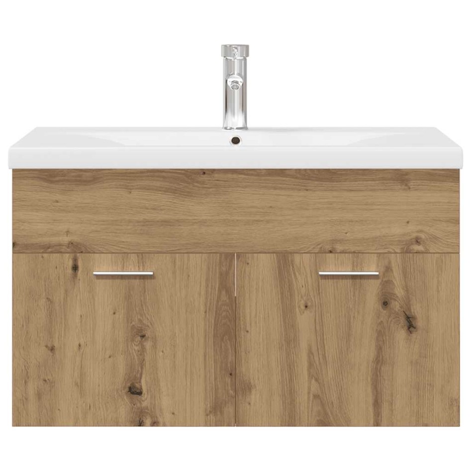 Mueble para lavabo con lavabo integrado y grifo roble