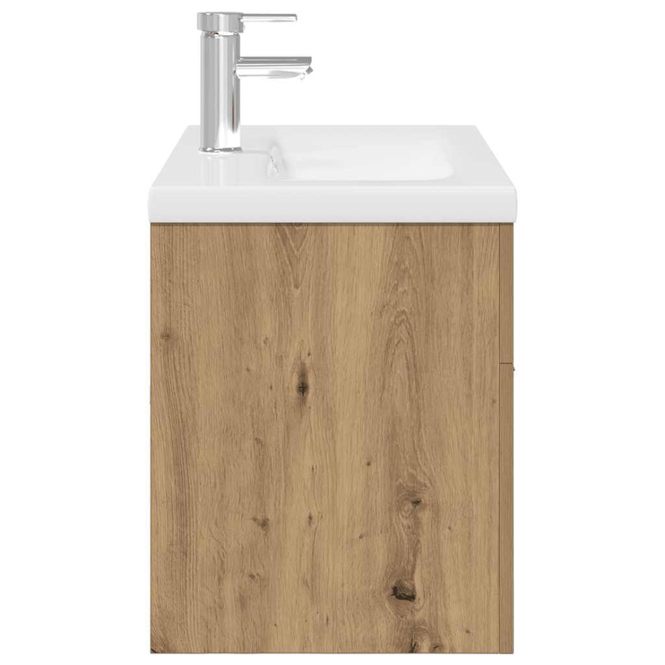 Mueble para lavabo con lavabo integrado y grifo roble