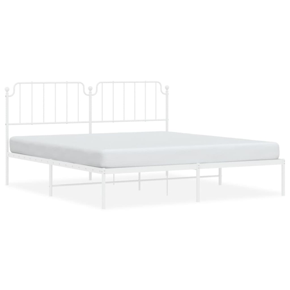 Estructura de cama con cabecero metal blanca 160x200