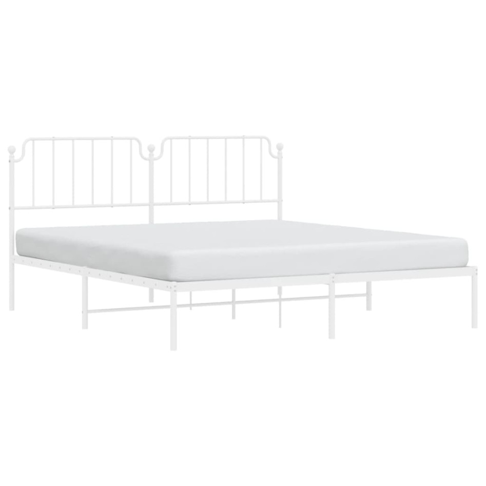 Estructura de cama con cabecero metal blanca 160x200