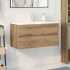 Mueble para lavabo con lavabo integrado y grifo roble