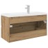 Mueble para lavabo con lavabo integrado y grifo roble