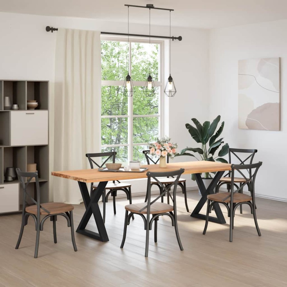 Patas para mesa de comedor 2 uds acero negro 70x(72-73,3)