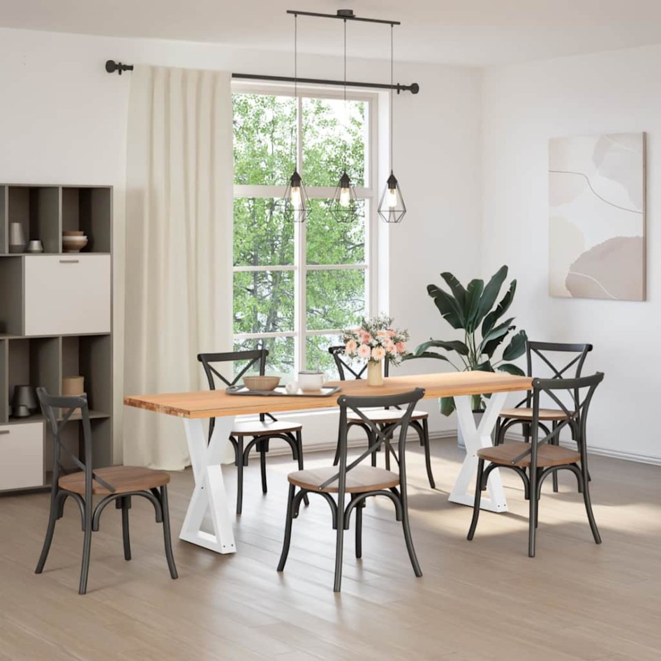 Patas de mesa de comedor 2 uds acero blanco 60x(72-73,3)