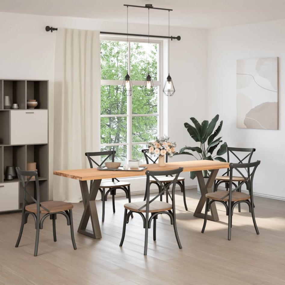 Patas para mesa de comedor 2 uds acero natural 60x(72-73,3)