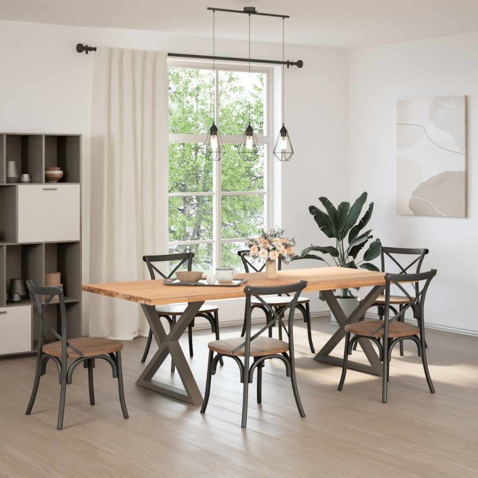 Patas para mesa de comedor 2 uds acero natural 90x(72-73,3)