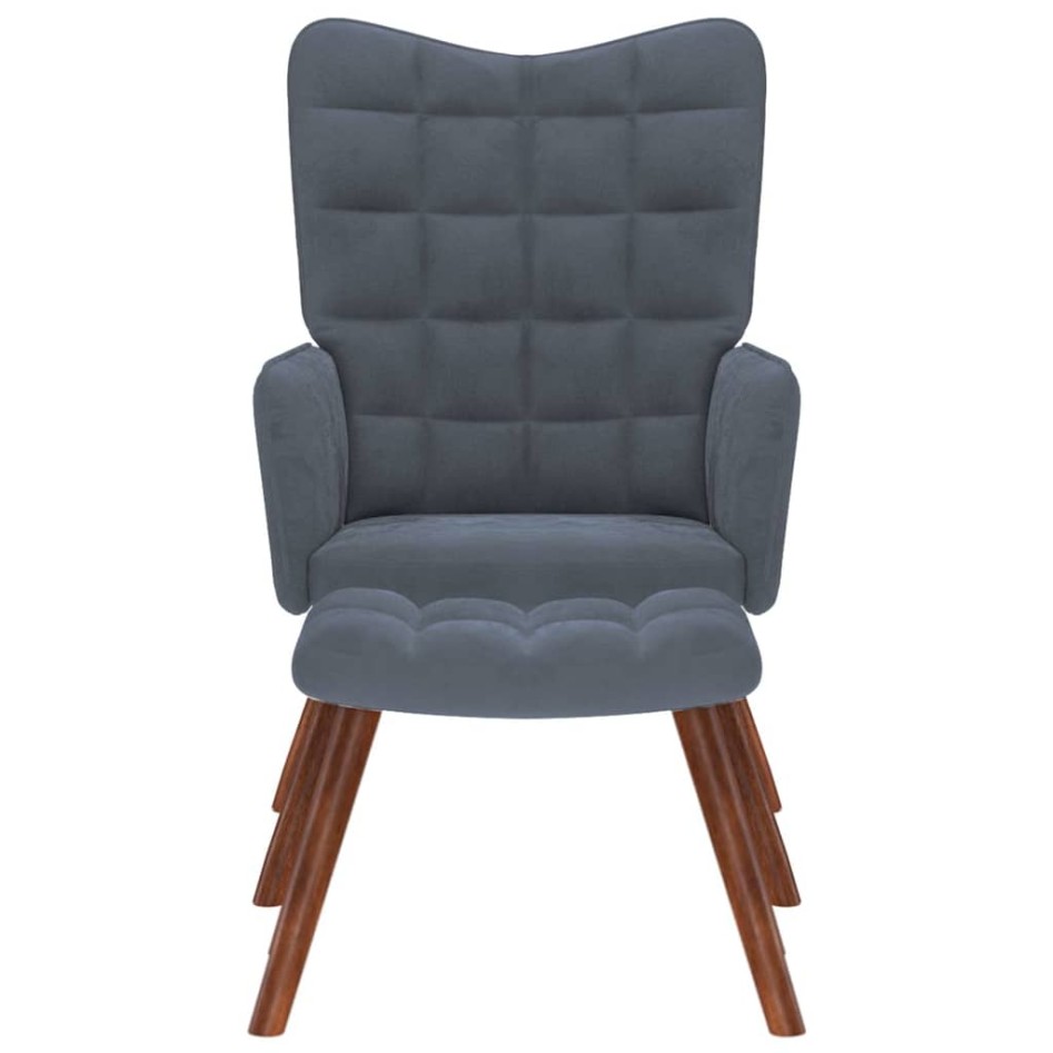 Sillón de relax con reposapiés terciopelo gris