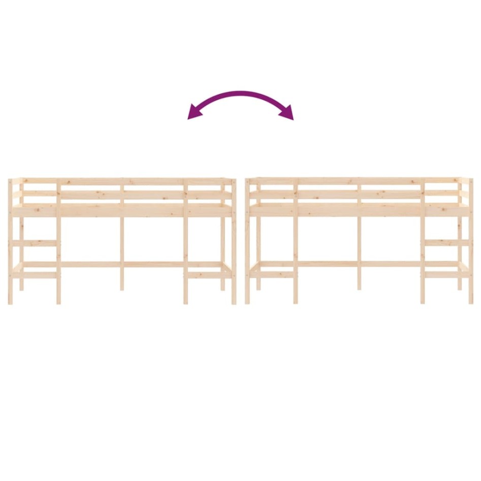 Cama alta de niños con escalera madera maciza pino 90x200