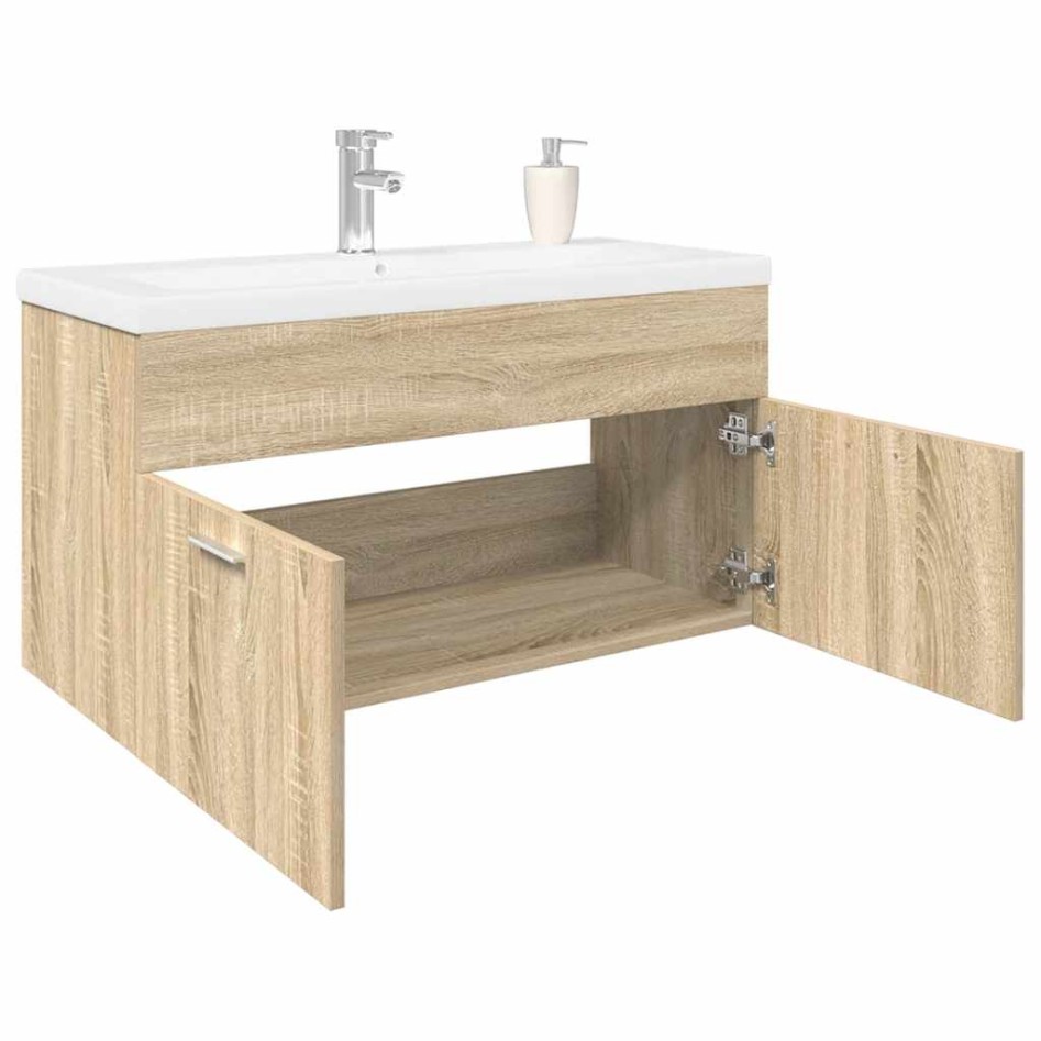 Mueble de baño con lavabo integrado roble