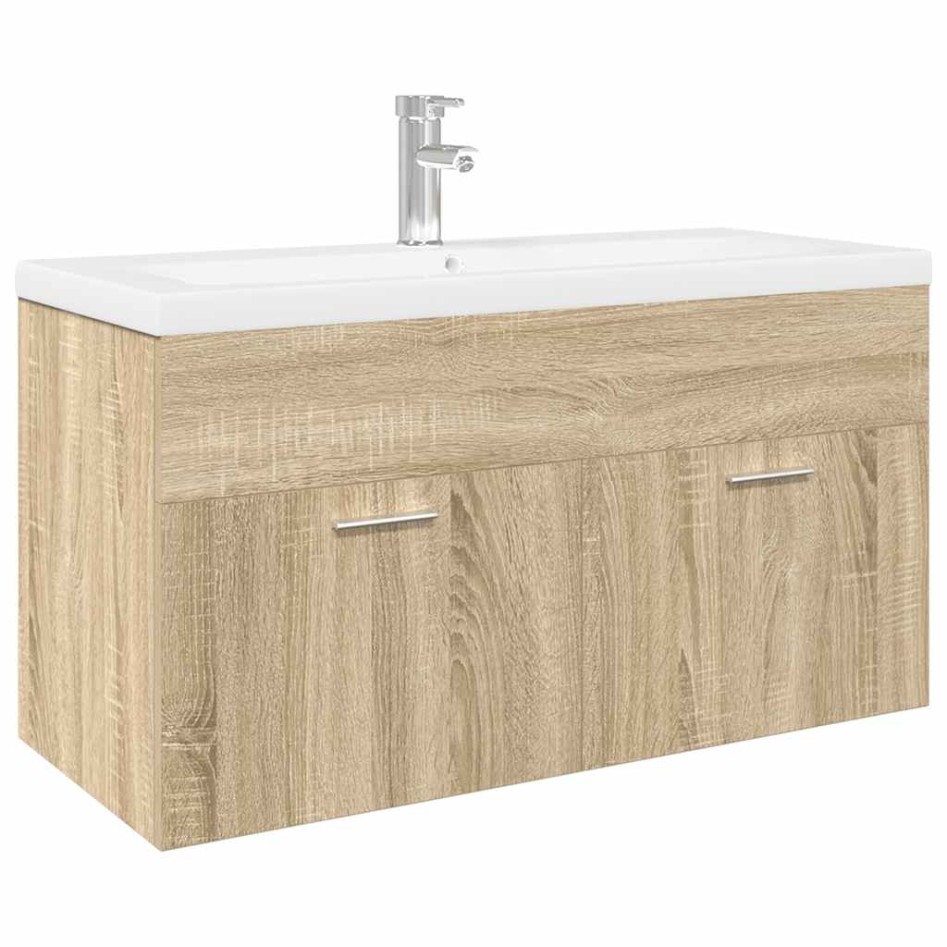 Mueble de baño con lavabo integrado roble