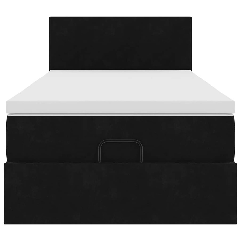 Estructura cama otomana colchón terciopelo negra 90x190