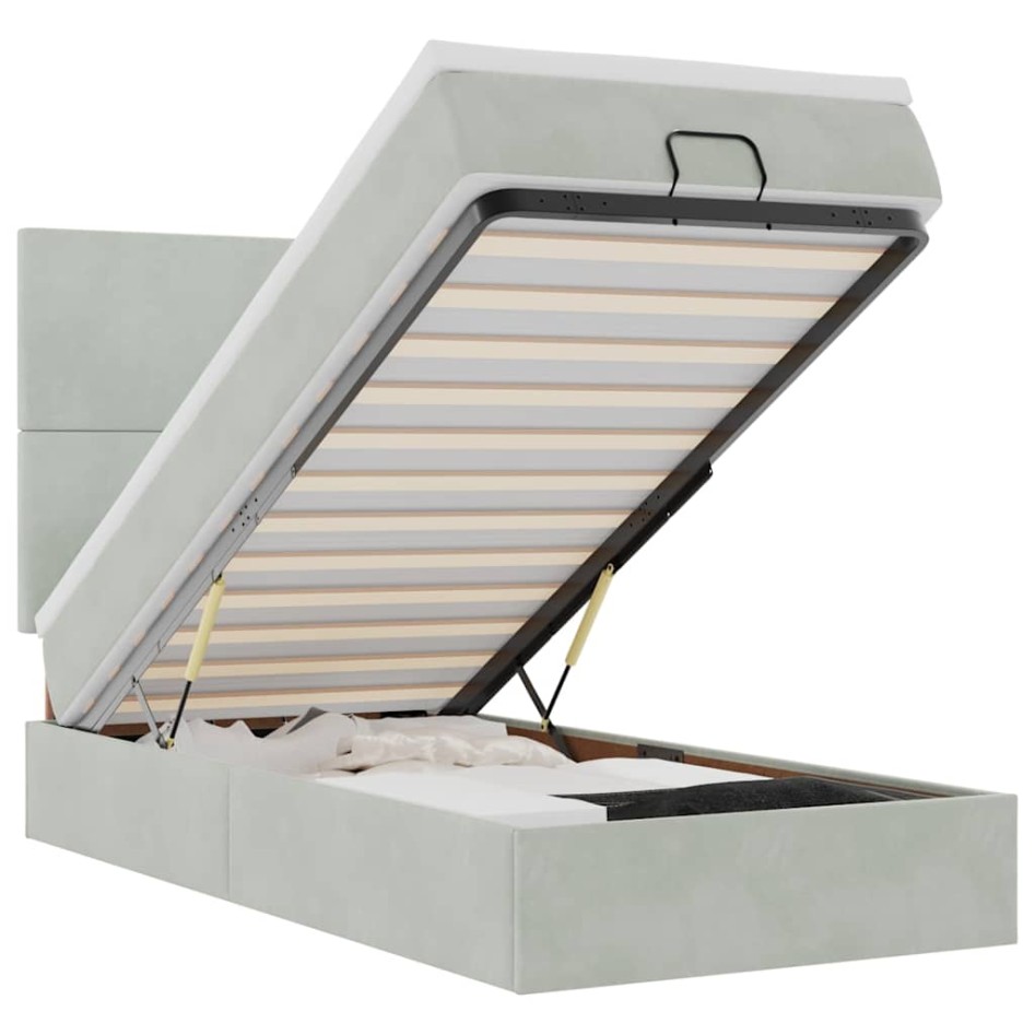 Estructura cama otomana colchones gris claro