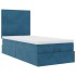 Estructura de cama otomana colchones terciopelo azul