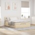 Cama otomana con colchón de tela color crema 140x190