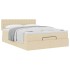 Cama otomana con colchón de tela color crema 140x190