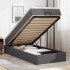 Estructura cama otomana colchón cuero sintético gris