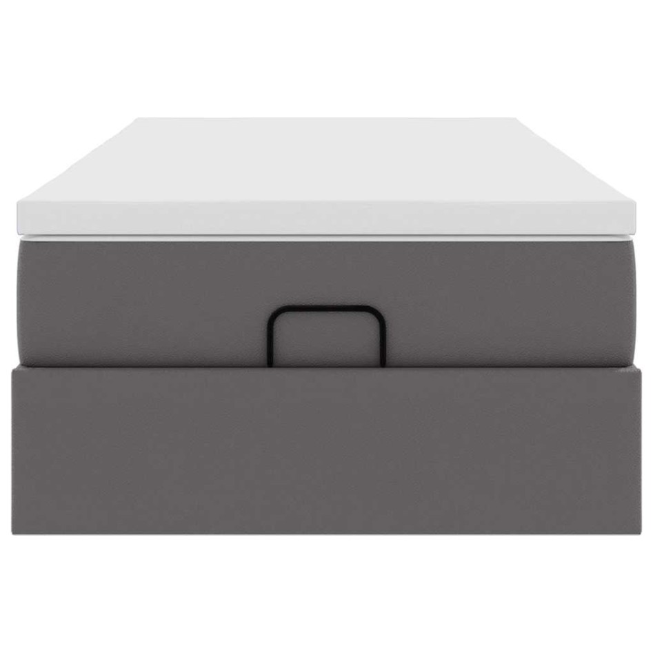 Estructura cama otomana colchón cuero sintético gris