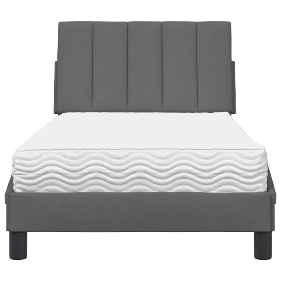 Cama con colchón tela gris oscuro 90x190