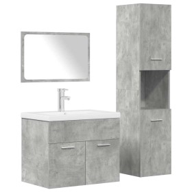 Juego muebles de baño 4 pzas madera contrachapada gris