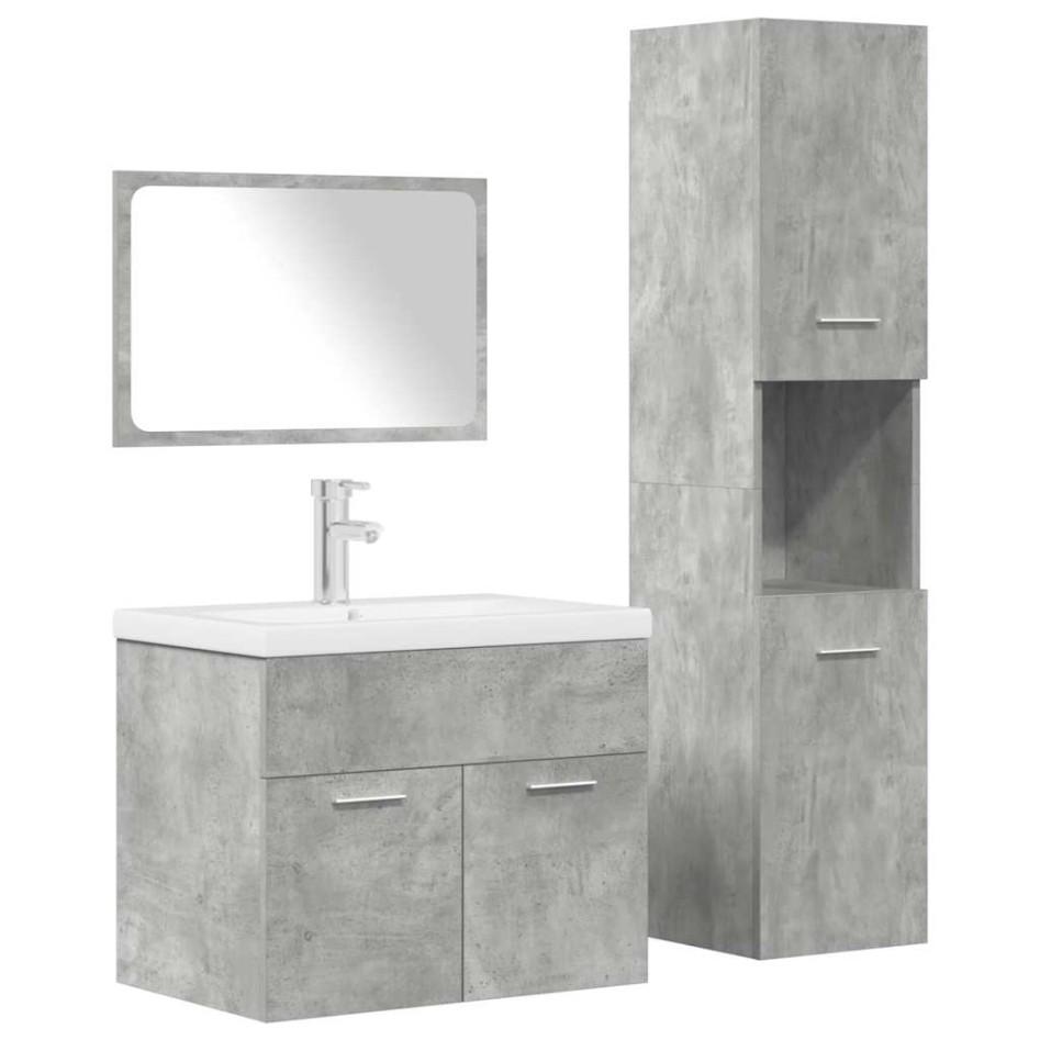 Juego muebles de baño 4 pzas madera contrachapada gris
