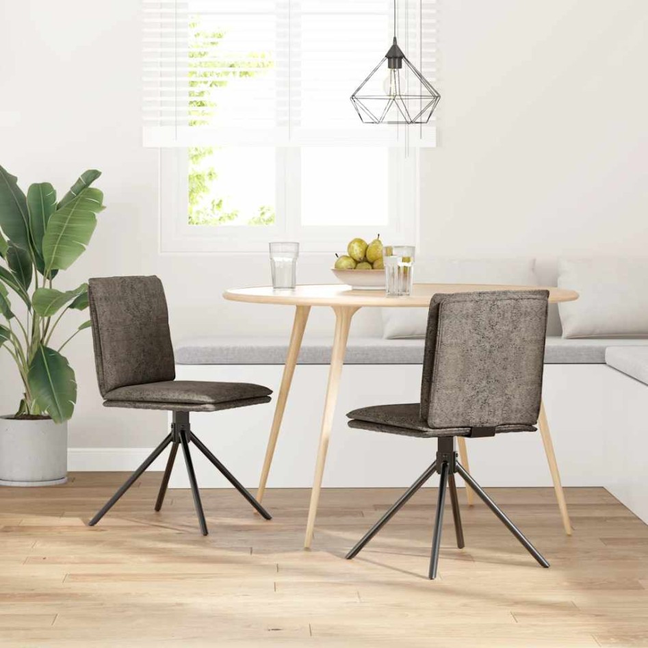 Silla de comedor cuero sintético gris