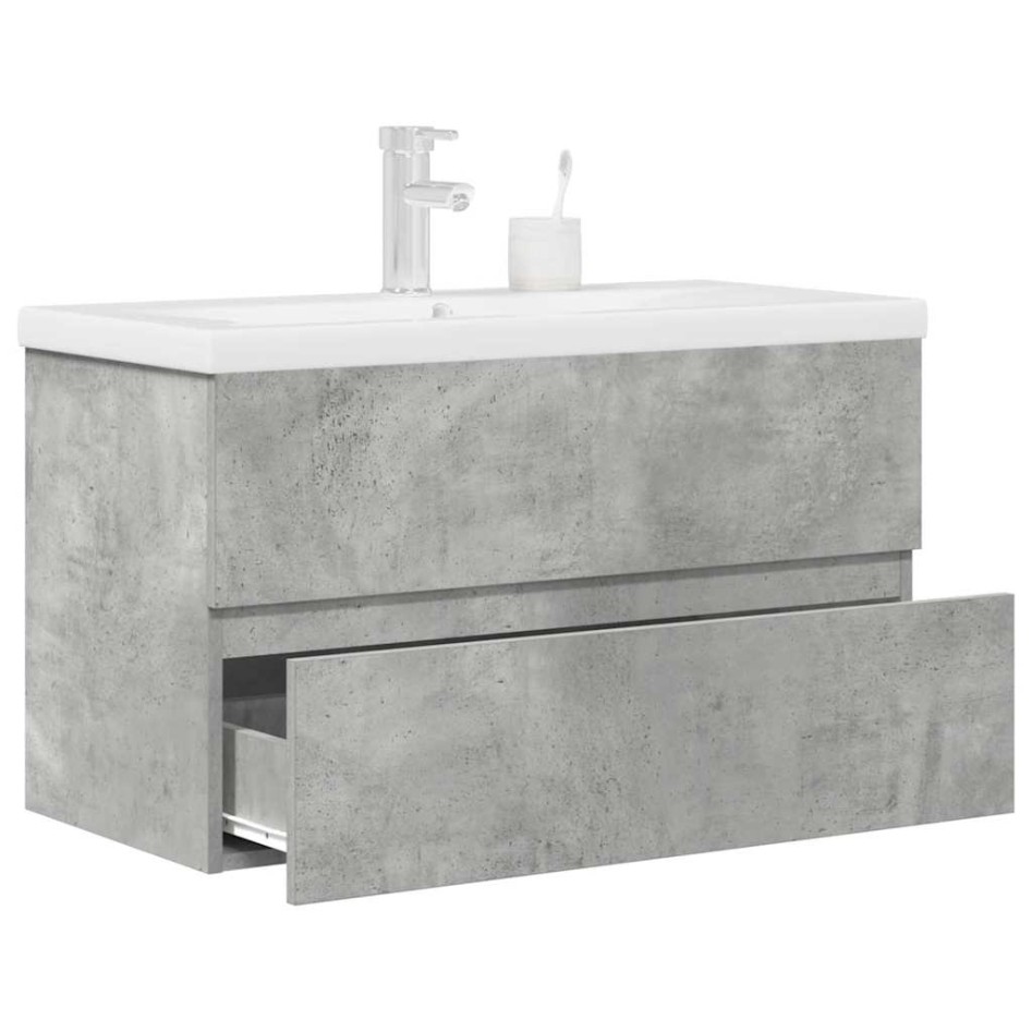 Set muebles de baño 2 piezas madera contrachapada gris