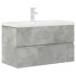 Set muebles de baño 2 piezas madera contrachapada gris