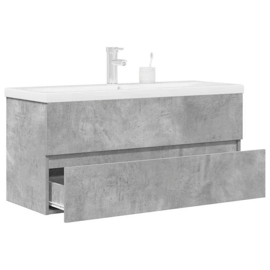 Set muebles de baño 2 piezas madera contrachapada gris