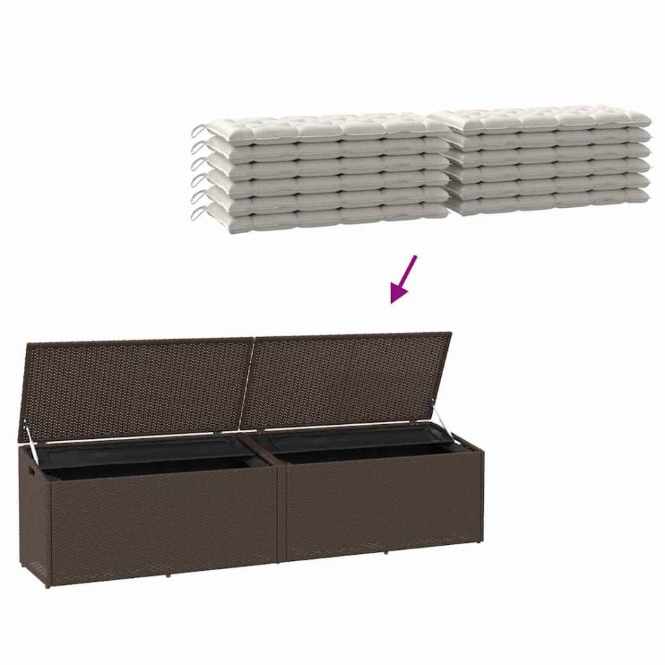 Caja de almacenaje jardín ratán sintético marrón 220x50x58