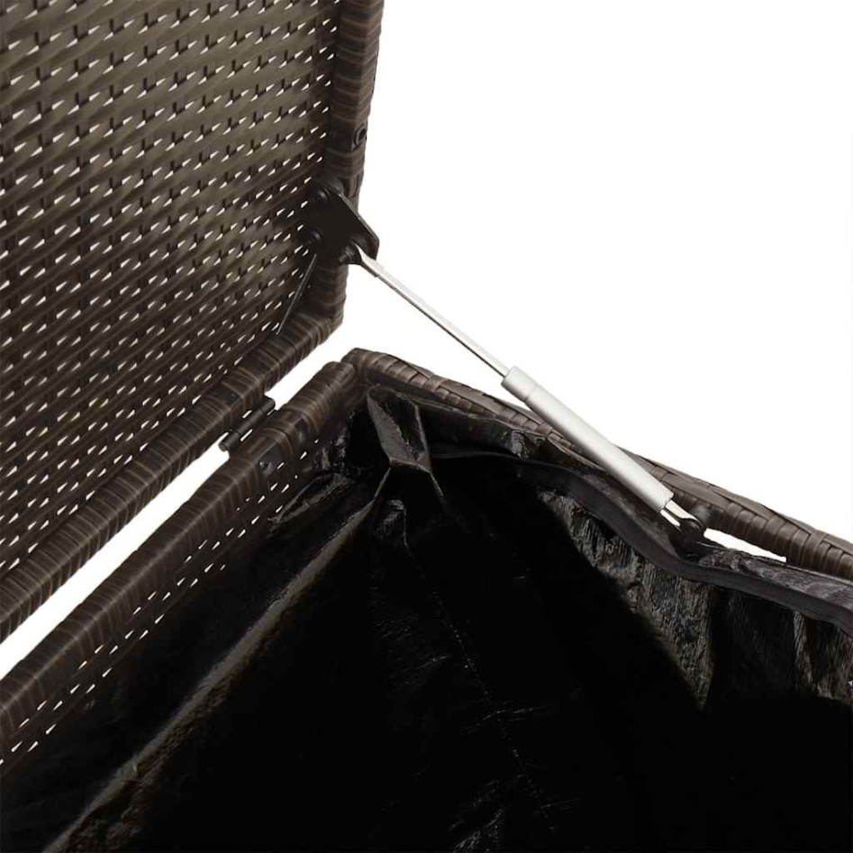 Caja de almacenaje jardín ratán sintético marrón 220x50x58