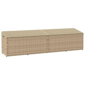 Caja de almacenaje jardín ratán beige 220x50x58