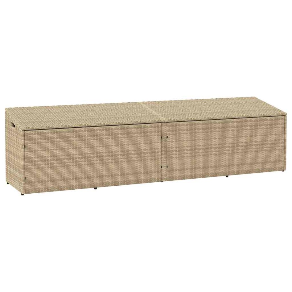 Caja de almacenaje jardín ratán beige 220x50x58