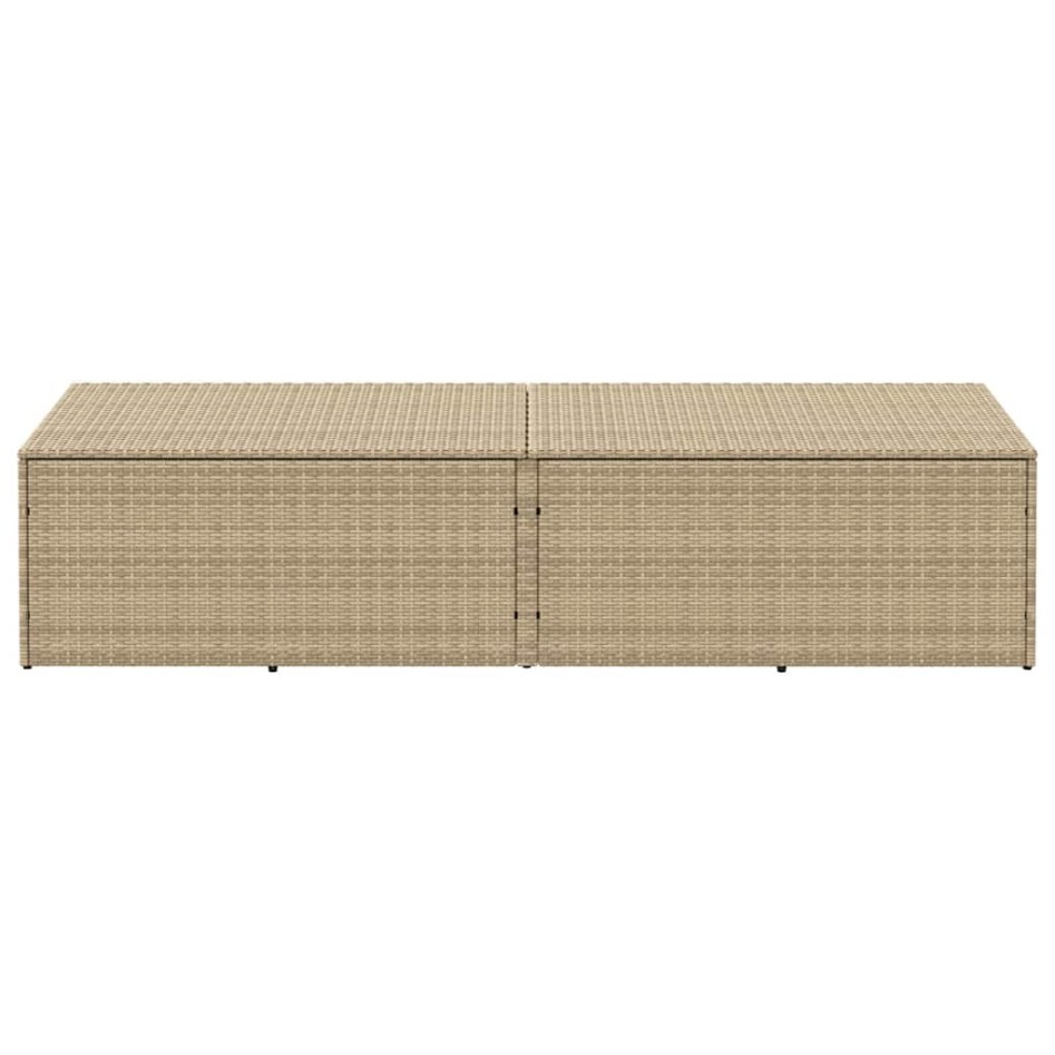 Caja de almacenaje jardín ratán beige 220x50x58