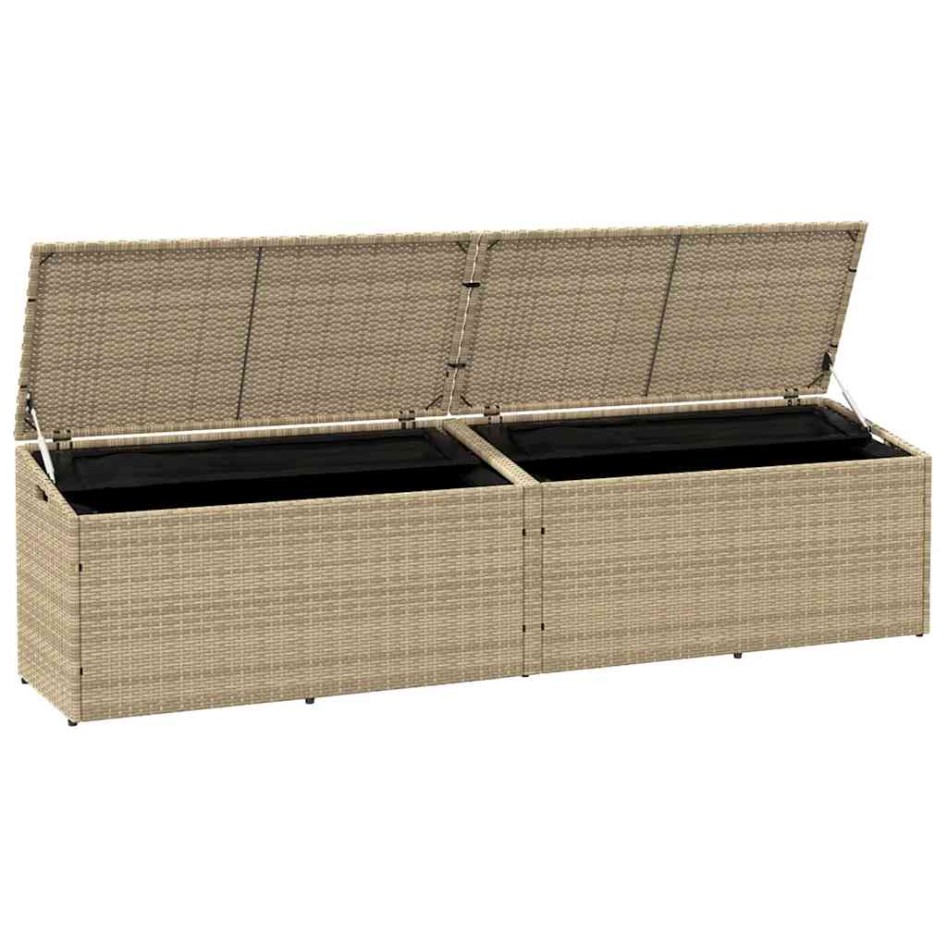 Caja de almacenaje jardín ratán beige 220x50x58